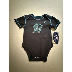 MLB Miami‎ Marlins Baby Bodysuit Creeper Jersey Style Outfit Unisex 12M Black